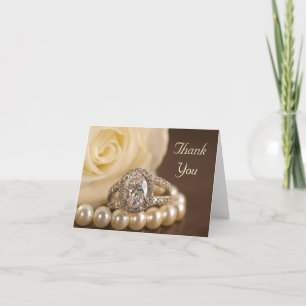 Oval Diamond Ring Wedding Thank You Card
