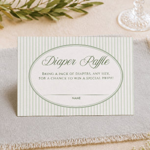 Oval Diaper Raffle Green Enclosure Card