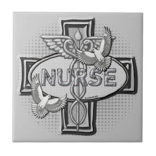 Oval doves nurse  ceramic tile