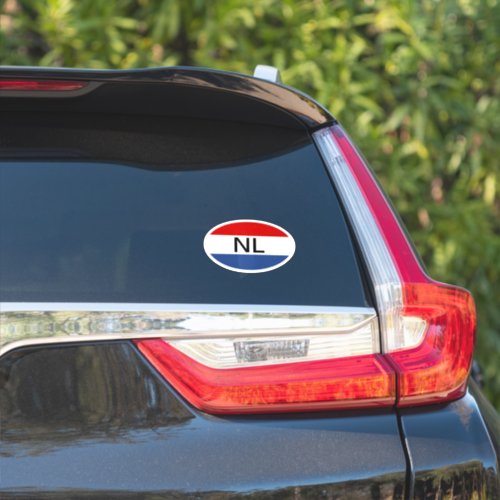 Oval Dutch flag of Netherlands vinyl car sticker