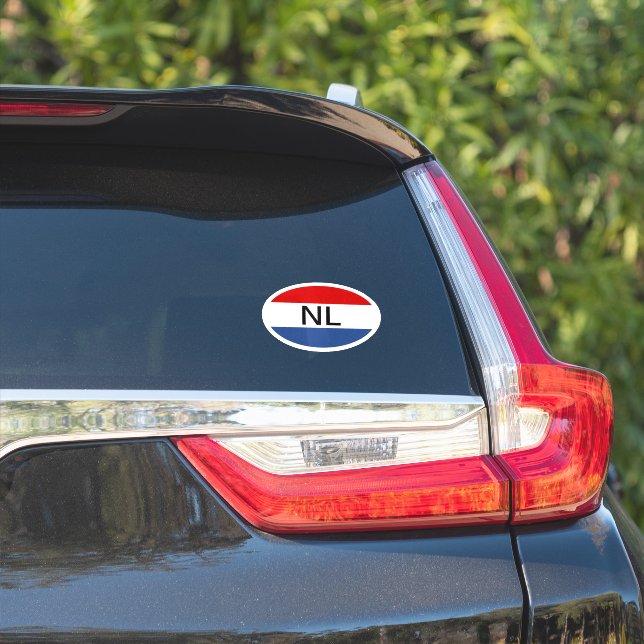 Oval Dutch flag of Netherlands vinyl car sticker (Car Side)