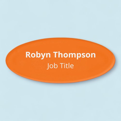 Oval Employee Nametag Without Logo Orange Acrylic Name Tag