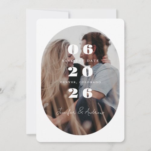 Oval fancy frame save the date