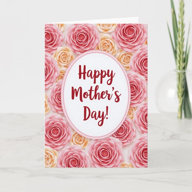 Oval Floral Mothers Day Card (Front)