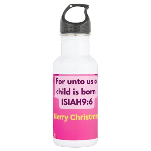 Oval frame with Christmas ornaments andsnow flakes Stainless Steel Water Bottle