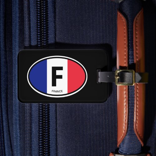 Oval French flag country code abbreviation travel Luggage Tag