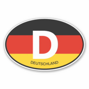 Oval German flag country code vinyl car sticker