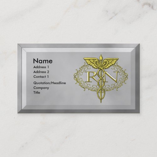 Oval Gold Caduceus RN Nurse custom name Business Card