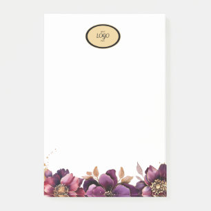 Oval Gold Logo Frame Purple Golden Floral Post-it Notes