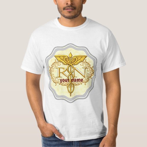 Oval Gold Nurse Caduceus T_Shirt