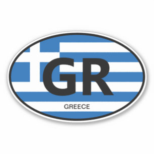 Oval Greek flag vinyl sticker for car and more