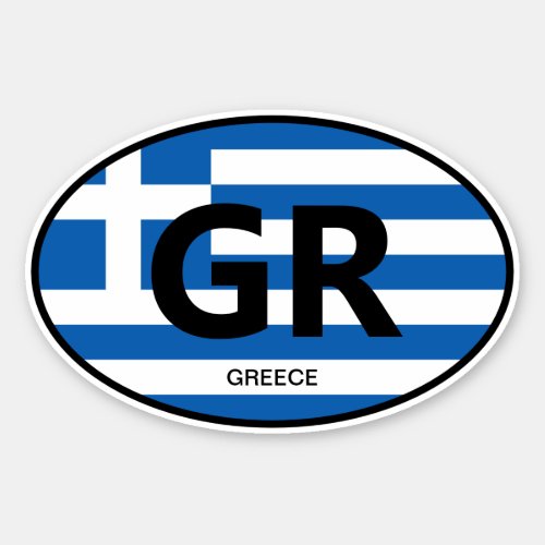 Oval Greek flag vinyl sticker for car and more