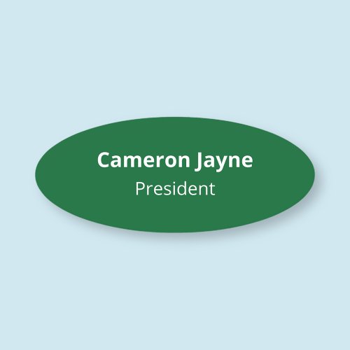 Oval Green Company Nametag with Job Title Magnetic Name Tag