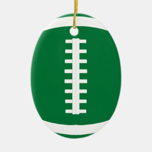 Oval Green Football Player or Coach Christmas Ceramic Ornament