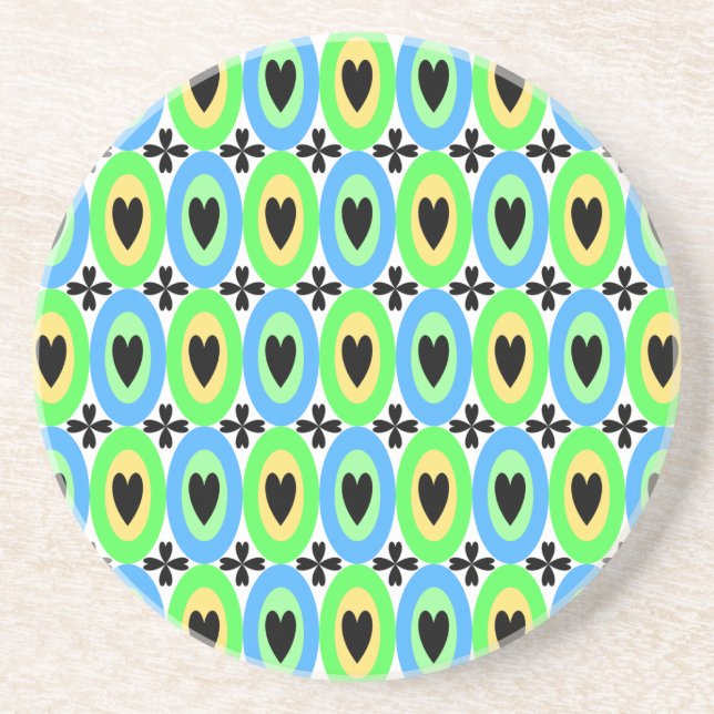 Oval Hearts Sandstone Coaster (Front)