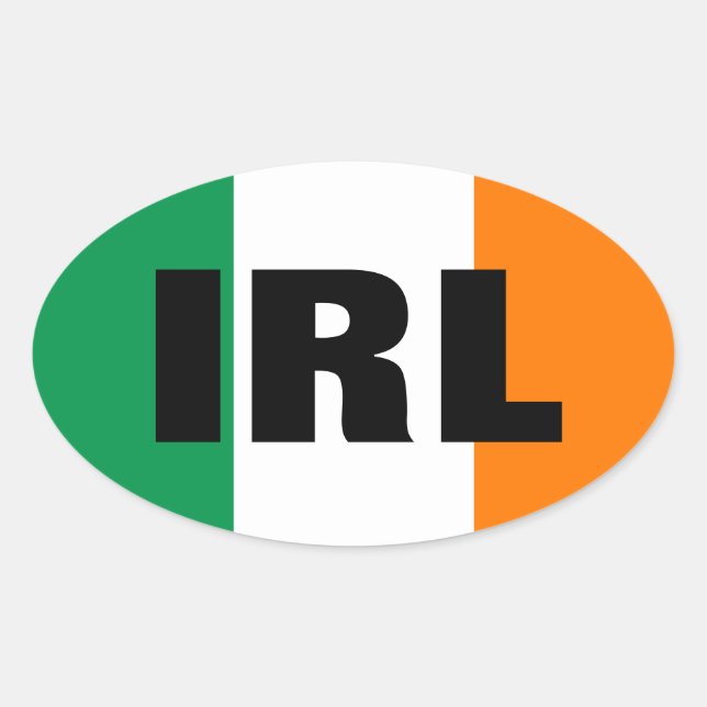 Oval IRL car sticker with Irish flag (Front)