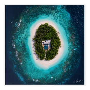 Oval Island Luxury Villa Satellite View Acrylic Print