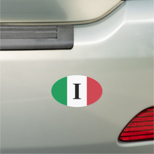 Oval Italian flag of Italy custom decal car magnet