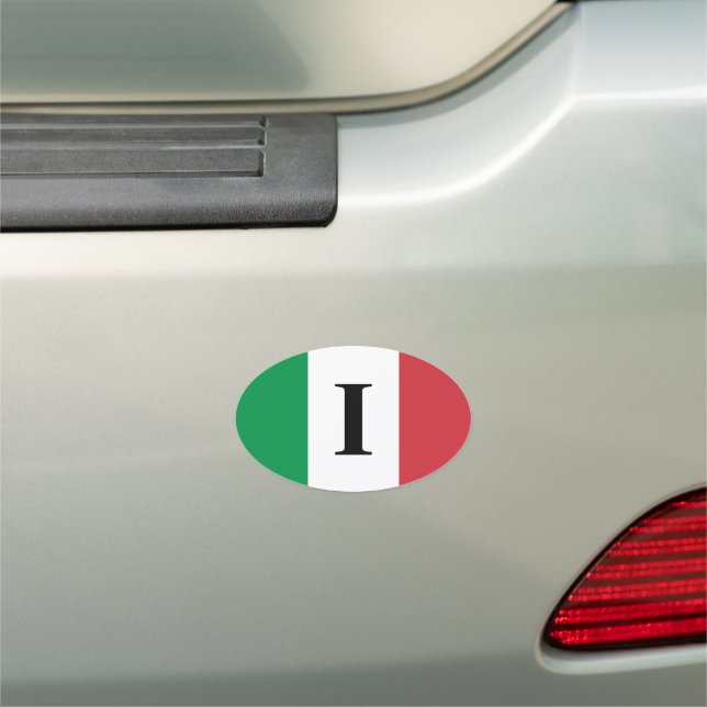 Oval Italian flag of Italy custom decal car magnet (In Situ)