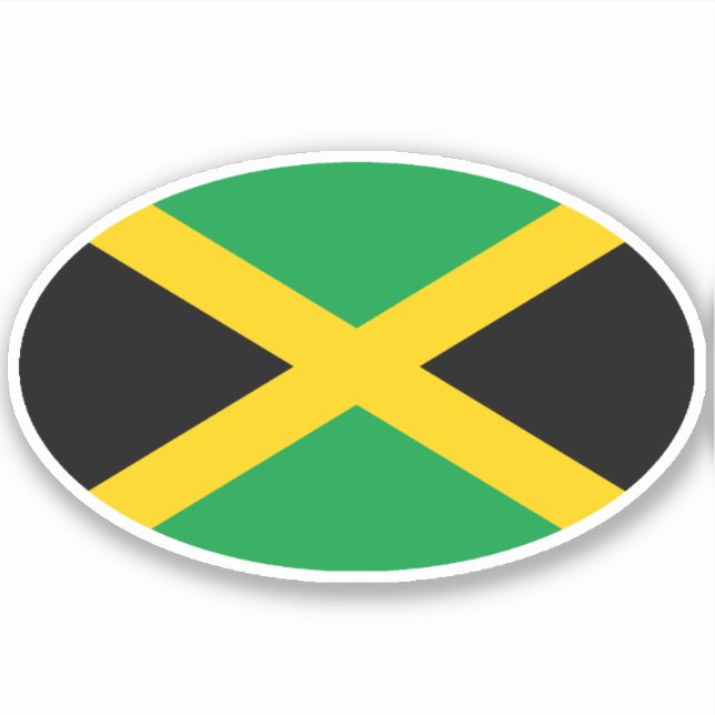 Oval Jamaican Flag Sticker (Front)