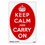 Oval Keep Calm and Carry On Red Wall Decal