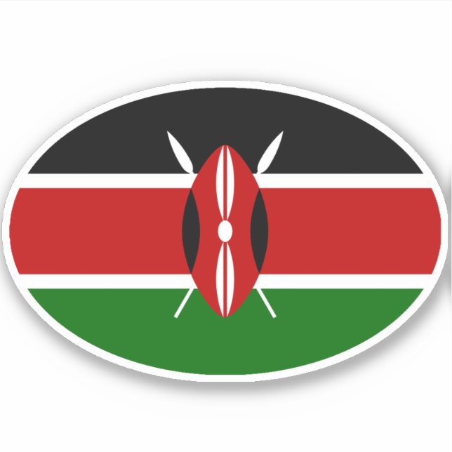 Oval Kenya Flag Sticker (Front)