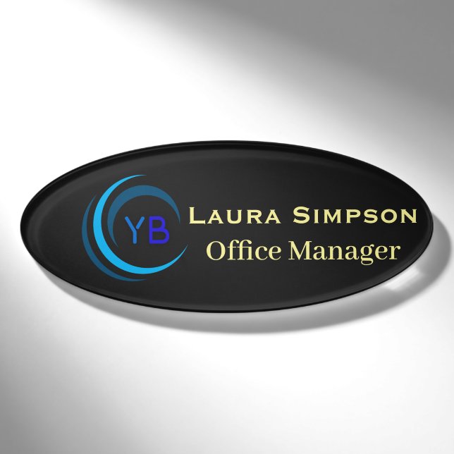 Oval Magnetic Back Name Tag Custom Logo (Front)