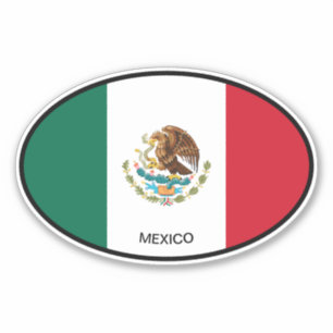 Oval Mexico flag vinyl sticker for car and more