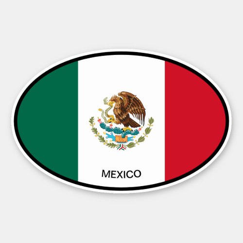 Oval Mexico flag vinyl sticker for car and more