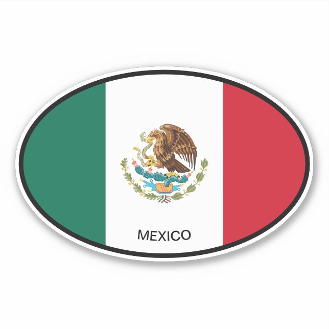 Oval Mexico flag vinyl sticker for car and more (Front)