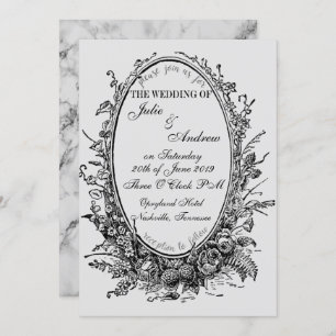 Oval Mirror Wedding Invitation