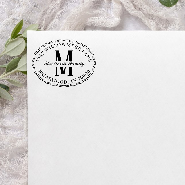 Oval Monogram Return Address  Self-inking Stamp (Creator Uploaded)