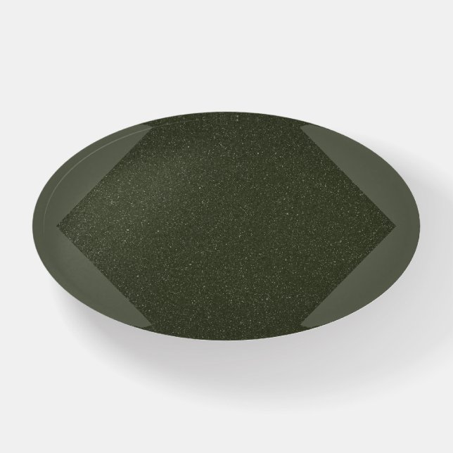 Oval Moss Green Textured Diamond Paperweight (Front)