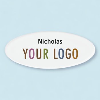 Oval Name Badge Magnet Custom Logo Employee Staff by MISOOK at Zazzle