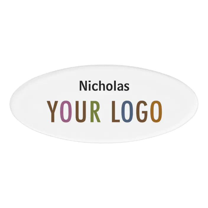 OVAL MAGNET Staff ID Personalised Corporate Name Badges Work Office Shop Fonts 