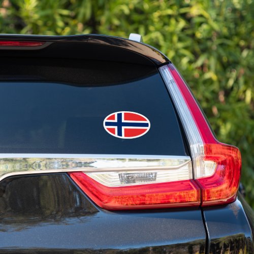 Oval Norwegian flag of Norway vinyl car sticker