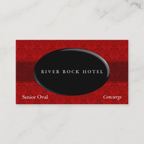 Oval Obsidian on Red Damask Type 42 Business Card