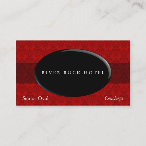Customizable Oval Obsidian on Red Damask Type 42 Business Card