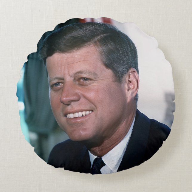 Oval Office of President John F. Kennedy Round Pillow (Front)