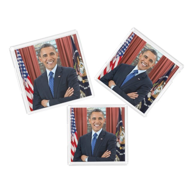 Oval Office Portrait, Obama Barack US President Acrylic Tray (Set)