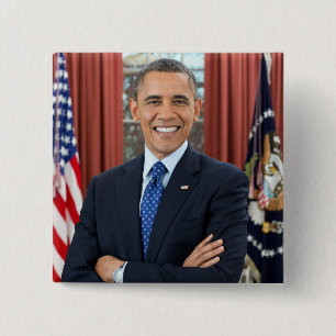 Oval Office Portrait, Obama Barack US President Button