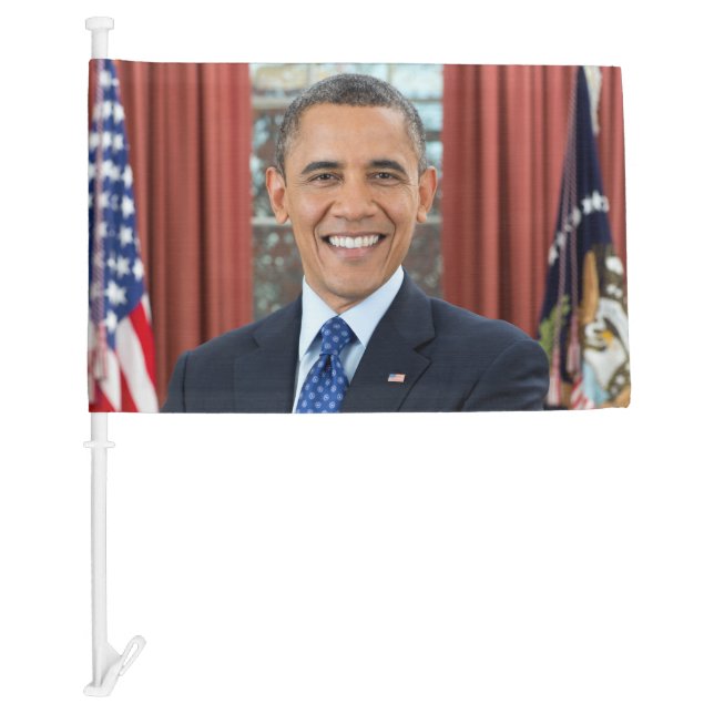 Oval Office Portrait, Obama Barack US President Car Flag (Front)