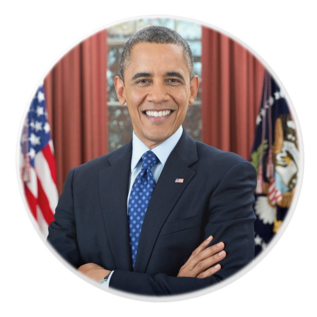 Oval Office Portrait, Obama Barack US President Ceramic Knob (Front)
