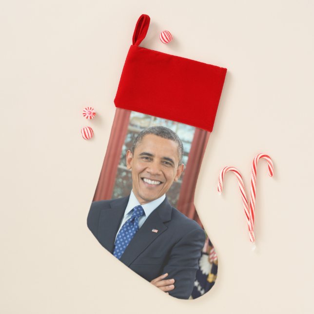 Oval Office Portrait, Obama Barack US President Christmas Stocking (Front)