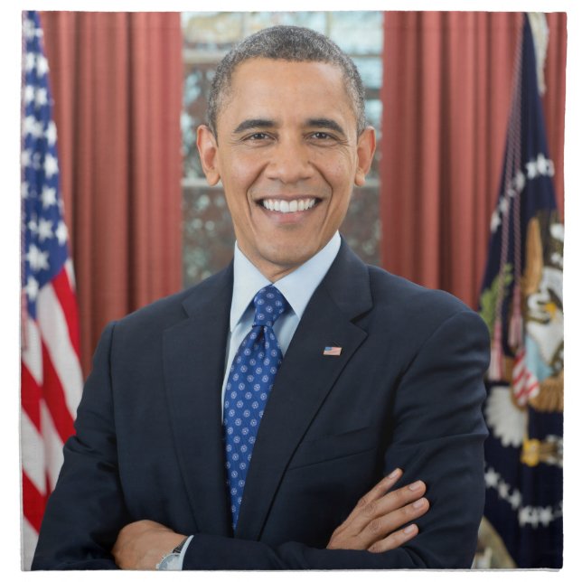 Oval Office Portrait, Obama Barack US President Cloth Napkin (Front)