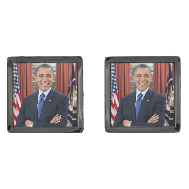 Oval Office Portrait, Obama Barack US President Cufflinks (Front)