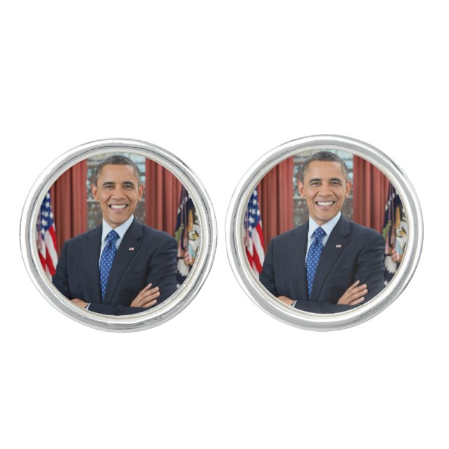 Oval Office Portrait, Obama Barack US President Cufflinks (Front)