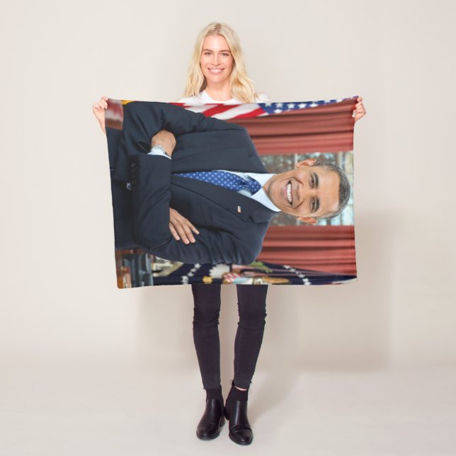 Oval Office Portrait, Obama Barack US President Fleece Blanket (In Situ)
