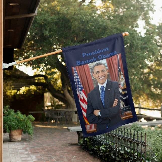 Oval Office Portrait, Obama Barack US President House Flag (In SItu)