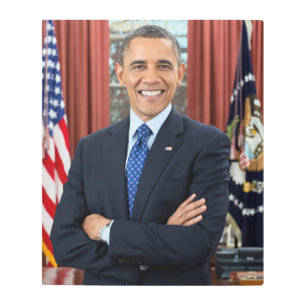 Oval Office Portrait, Obama Barack US President Metal Print